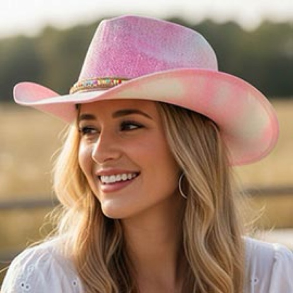 Pink Women's Glitter Cowboy Hat - Stylish Western Sun Hat